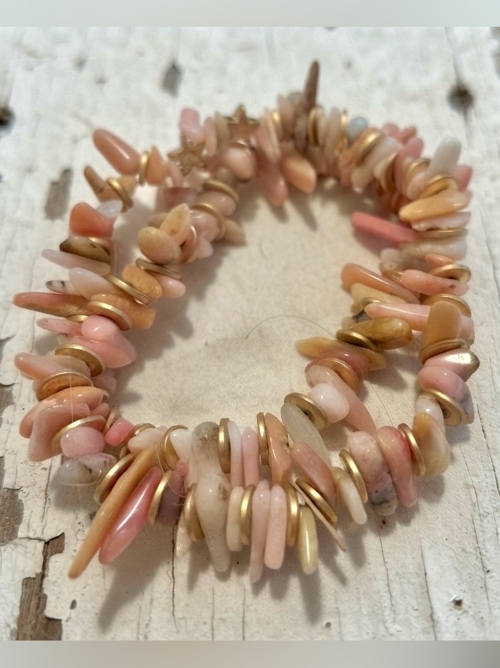 Double wrap Sunstone & Tanzanite Chunky Stretchy Bracelet